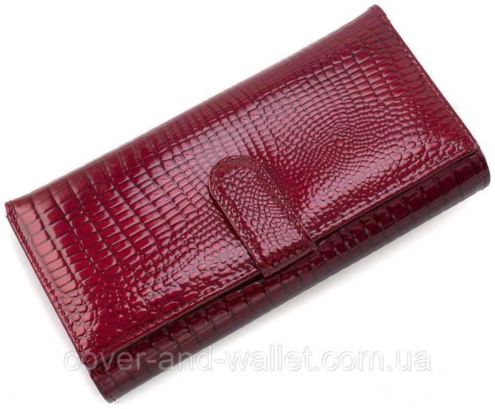 Бордовий лаковий жіночий гаманець для карток з натуральної шкіри ST Leather (S9001A) Київ - фото 1