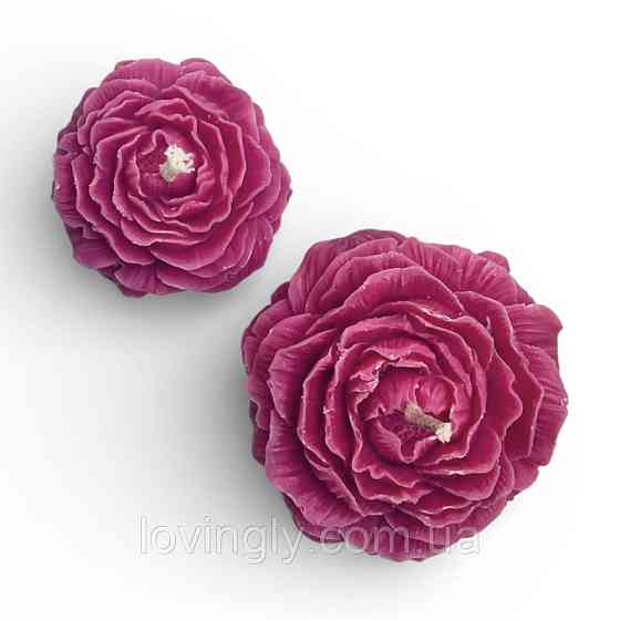 Подарунковий набір 2 свічок піон/троянда - натуральний віск, коробка, корпоративні замовлення Ірпінь