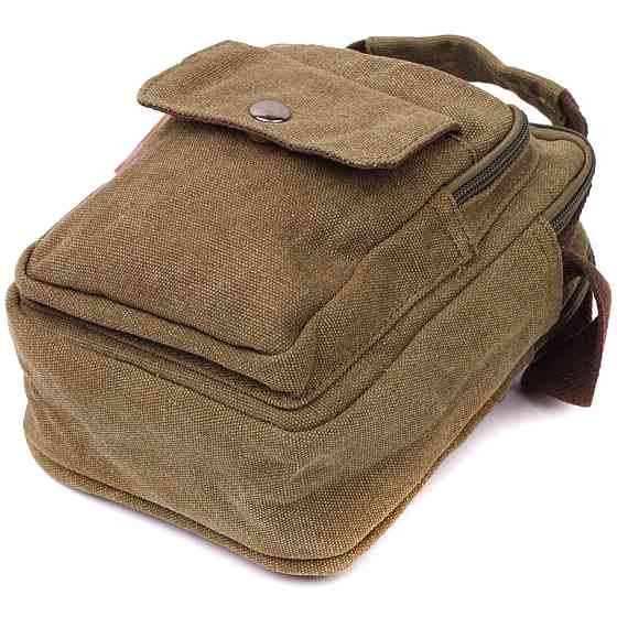 Интересная небольшая мужская сумка из плотного текстиля Vintage 22219 Оливковый Киев
