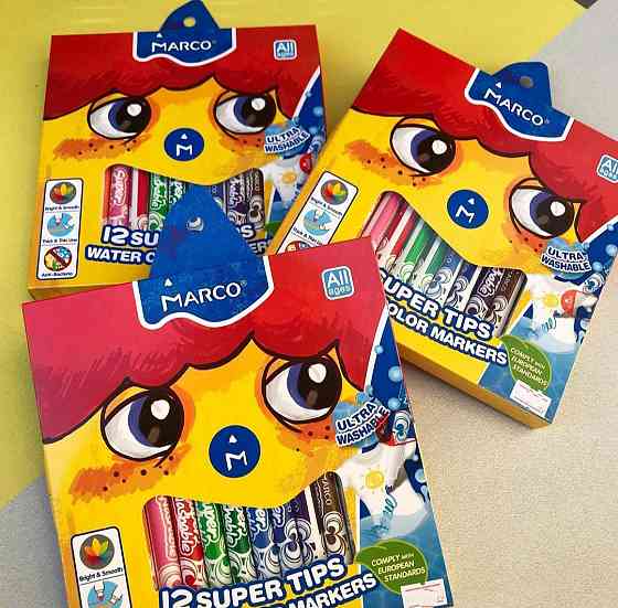 Фломастери 12 кольорів Marco Super Washable Київ
