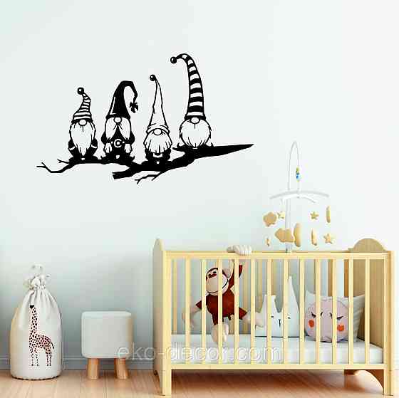 Декоративне настінне Панно «Гноміки», Декор на стіну 90*54 см, Чорний Київ