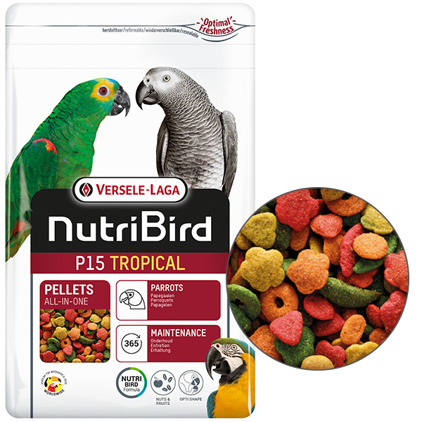 Versele-Laga NutriBird P15 Tropical ВЕРСЕЛЕ-ЛАГА НУТРІБЕРД P15 ТРОПІКАЛ повнораціонний екструдований корм для великих папуг Київ - фото 1