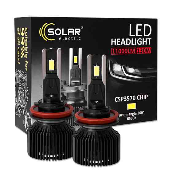 Автолампа Solar LED H8-H11-H16 12/24V 130W 11000Lm 6500K CSP3570 2шт Львів