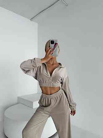 Женский велюровый прогулочный костюм двойка: кофта и брюки Одесса