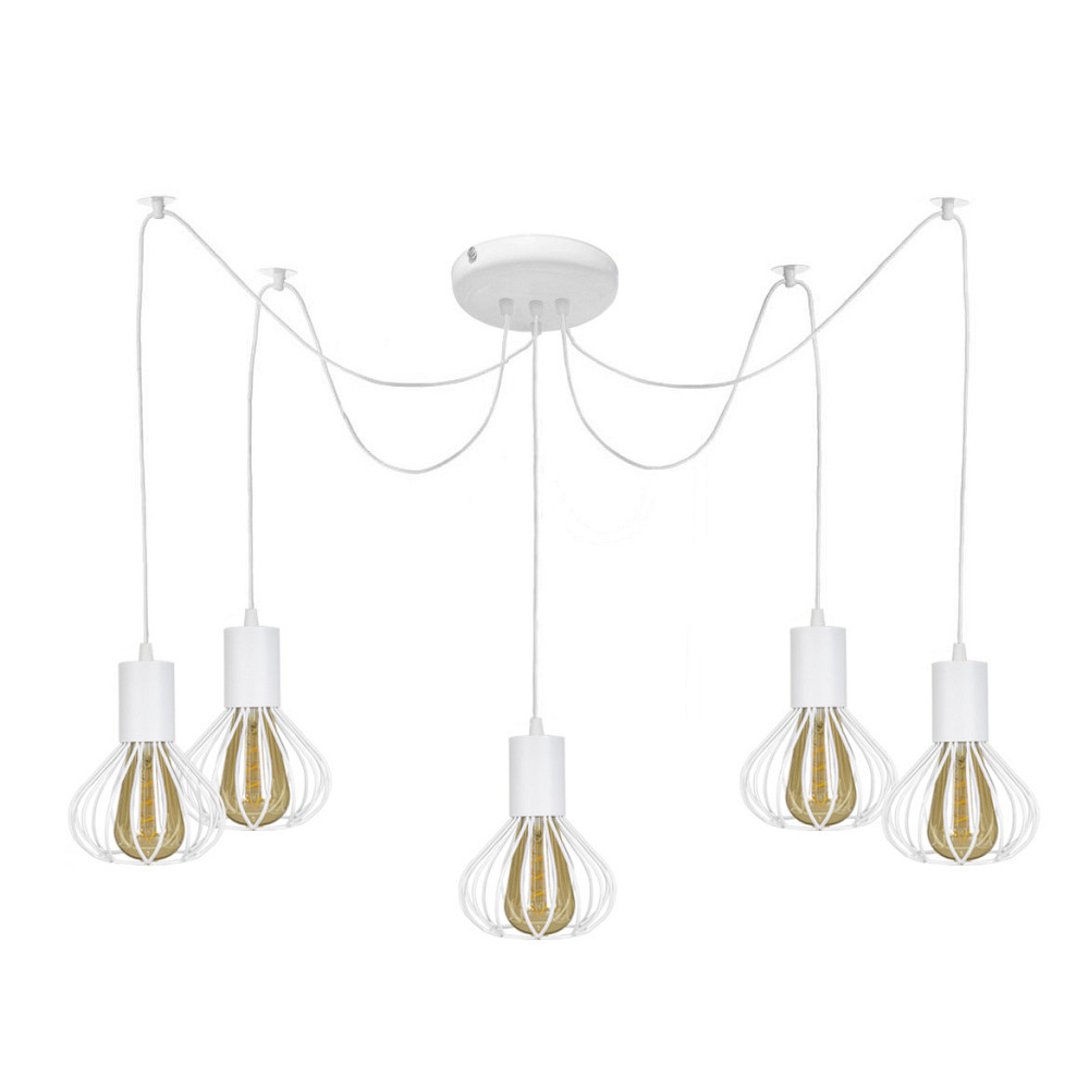 Подвесная люстра паук белая 5 ламп Е27 Lotus NL 1415--5W Одесса - изображение 1