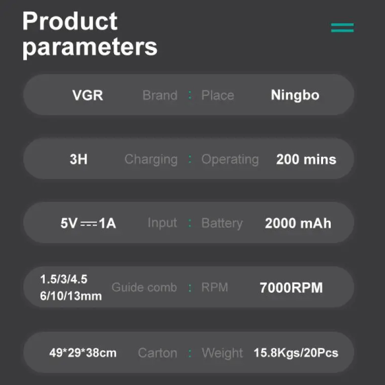 Машинка для стрижки акумуляторна VGR V-196 2000 mAh LED дисплей Вінниця