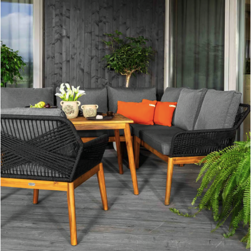 Комплект садових меблів для тераси двору балкона набір столу та стільців для відпочинку Di Volio Albenga чорний Київ - фото 8