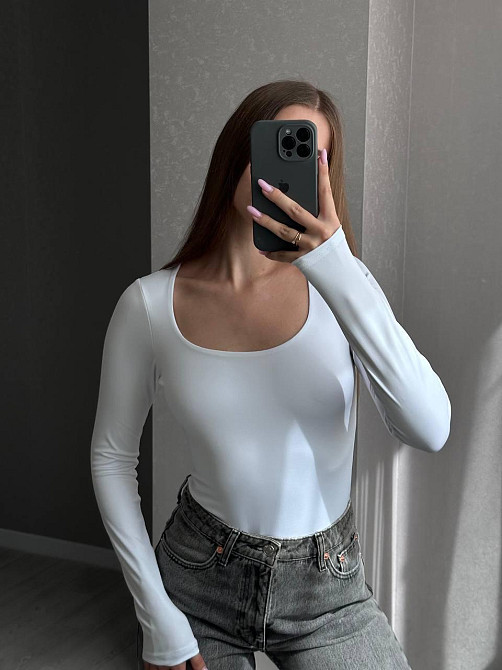 Женский базовый боди с длинным рукавом микродайвинг Белый Одесса - изображение 3