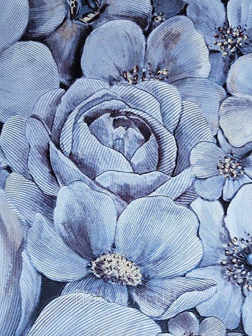 Шпалери вінілові на флізелін Marburg Floralia 1.06х10 квіти піони сині, блакитні, коричневі 33905 Київ - фото 3