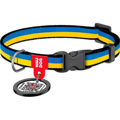Нашийник для тварин WAUDOG Nylon з QR паспортом "Colors of freedom" пластиковий фастекс XS (278-4020) Вінниця