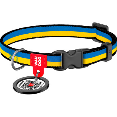 Нашийник для тварин WAUDOG Nylon з QR паспортом "Colors of freedom" пластиковий фастекс XS (278-4020) Вінниця - фото 1