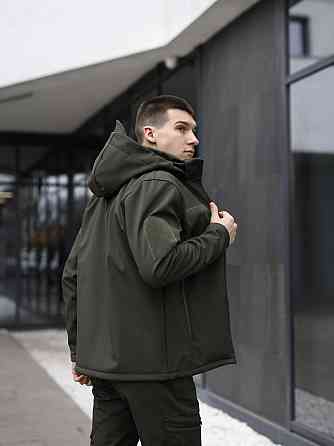 Тактическая мужская куртка софтшел хаки Pobedov Shadow V2 с липучками Киев