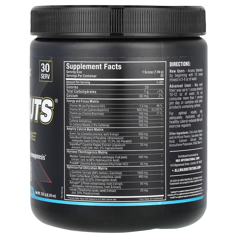 Жиросжигатель AllMax Rapidcuts® Xtreme, 235g (Blue Raspberry Riptide) Луцк - изображение 2