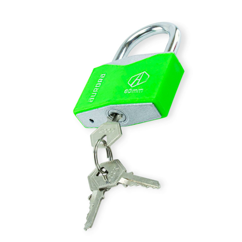 Замок навісний "дужка" 61 мм, англійський ключ 3 шт, кольоровий Мукачево - фото 1