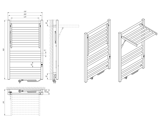 Електрична сушарка для рушників Laris Сіріус П12 500 Х 900 Е правое підкл. Київ - фото 7