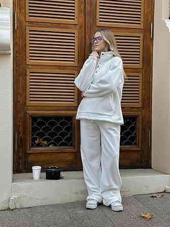 Женский теплый базовый костюм двойка из двухстороннего флиса. Молочный, 46/48 Одесса