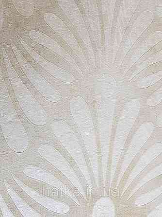 Обои Marburg Tango 58801 восточный рисунок 3д кляксы веер серебряные на бежевом фоне Киев