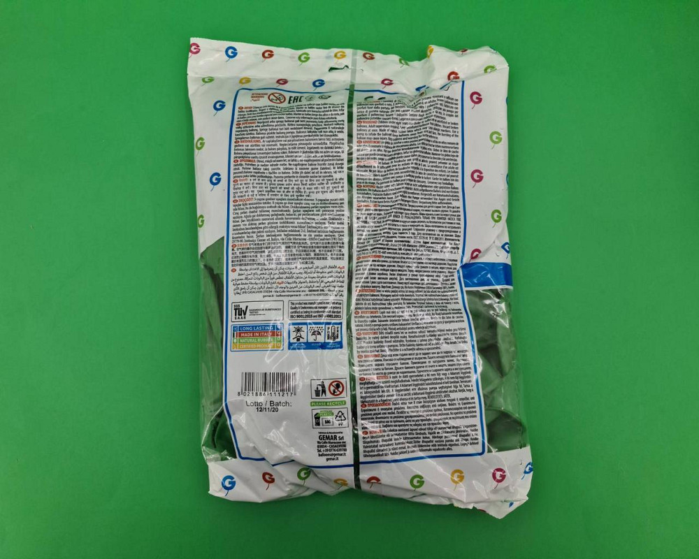 Повітряні кульки пастель зелені 12" (30 см) 100 шт Gemar (1 пач.) Харків - фото 4