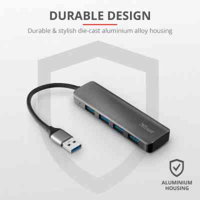 Концентратор Halyx 4-Port USB-A 3.2 Grey Trust (24947_TRUST) Вінниця