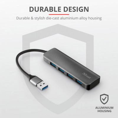 Концентратор Halyx 4-Port USB-A 3.2 Grey Trust (24947_TRUST) Вінниця - фото 6