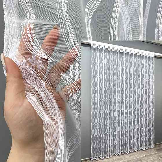 Тюль VR-Textil 2016т Фатин з вишивкою та люрексом Холодний білий 250х250 см (42-1140) Київ