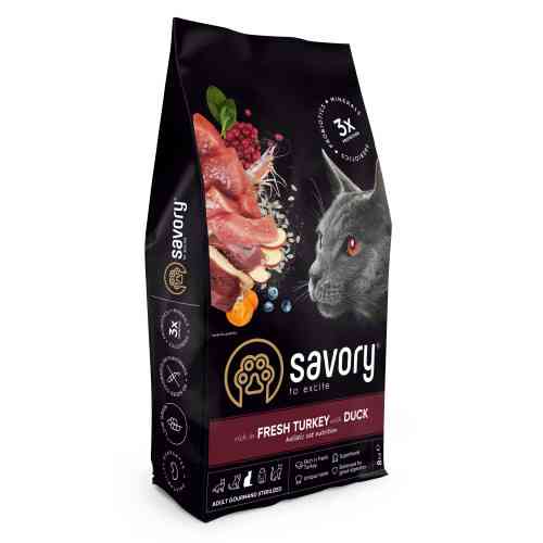 Корм сухий Savory Adult Cat Steril Fresh Turkey with Duck для стерилізованих котів з індичкою та качкою 8 кг Київ