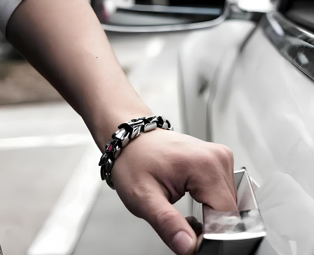 Сталевий чоловічий браслет у вигляді дракона RESTEQ — сріблястий браслет Дракон, довжина 19 см, 95 г Київ - фото 6