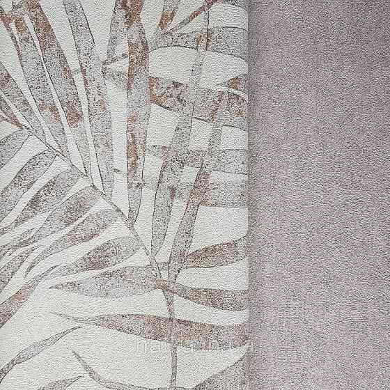 Шпалери вінілові на флізелін Rasch Linares 0.53х10 папороть листя рожеві сірі на білому 617436 Київ