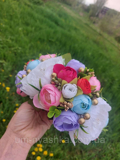 Ободок обруч з квітами "Піони великий Мальва" Кривий Ріг - фото 5