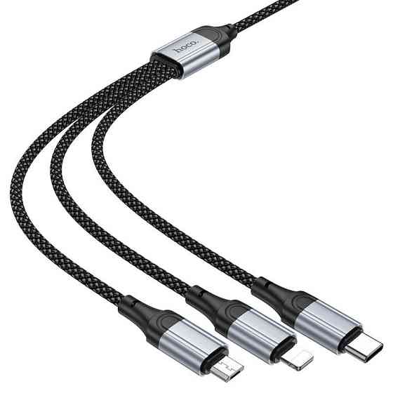 Кабель HOCO X102 Fresh 3-in-1 charging data cable (iP+Micro+Type-C) Black Київ