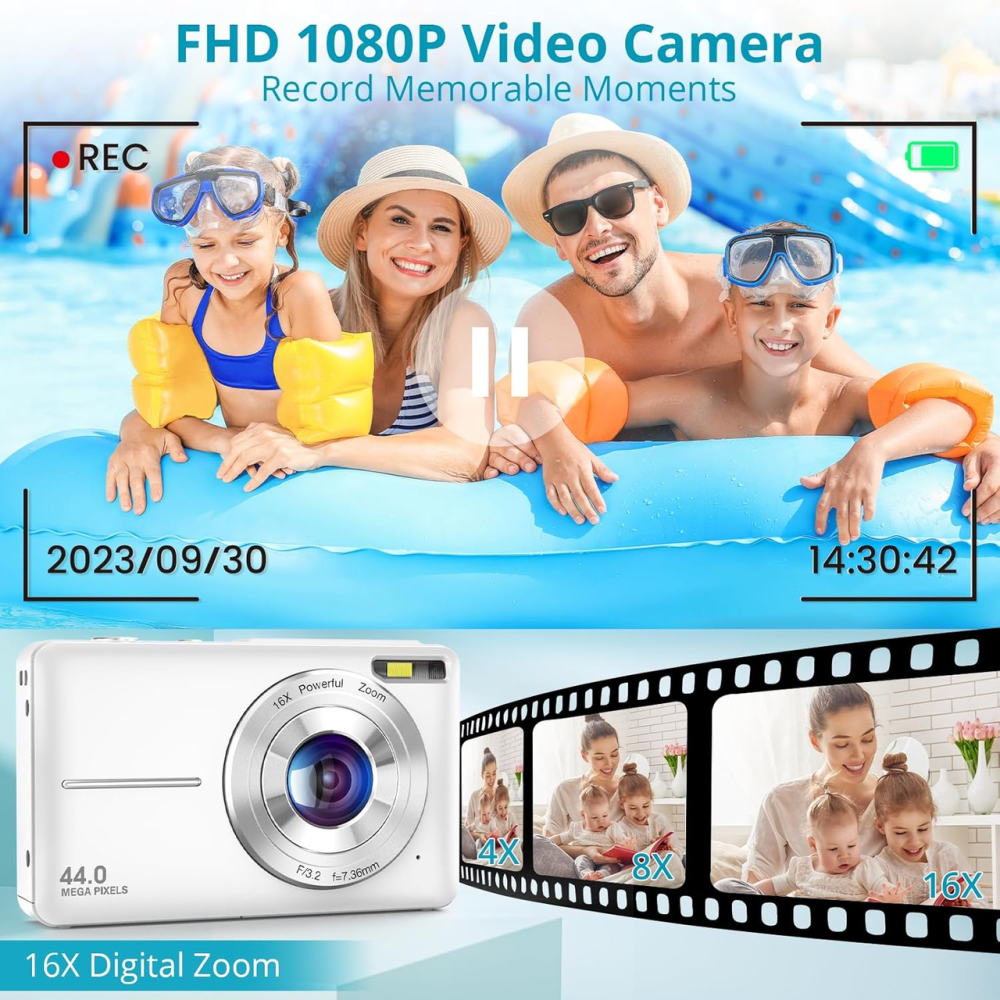 Цифровая камера DC403 44МП 1080P FHD: компактный фотоаппарат, 16x зум, карта памяти 32 ГБ, Black Киев - изображение 5