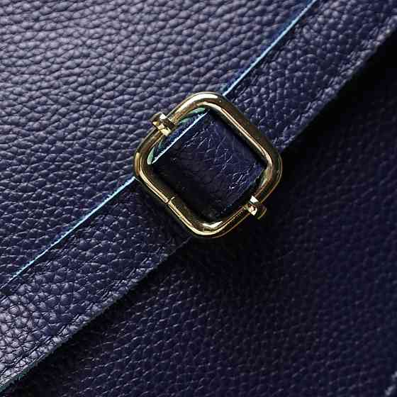 Жіноча шкіряна сумка з жорстким дном Синій (Vintage) Київ