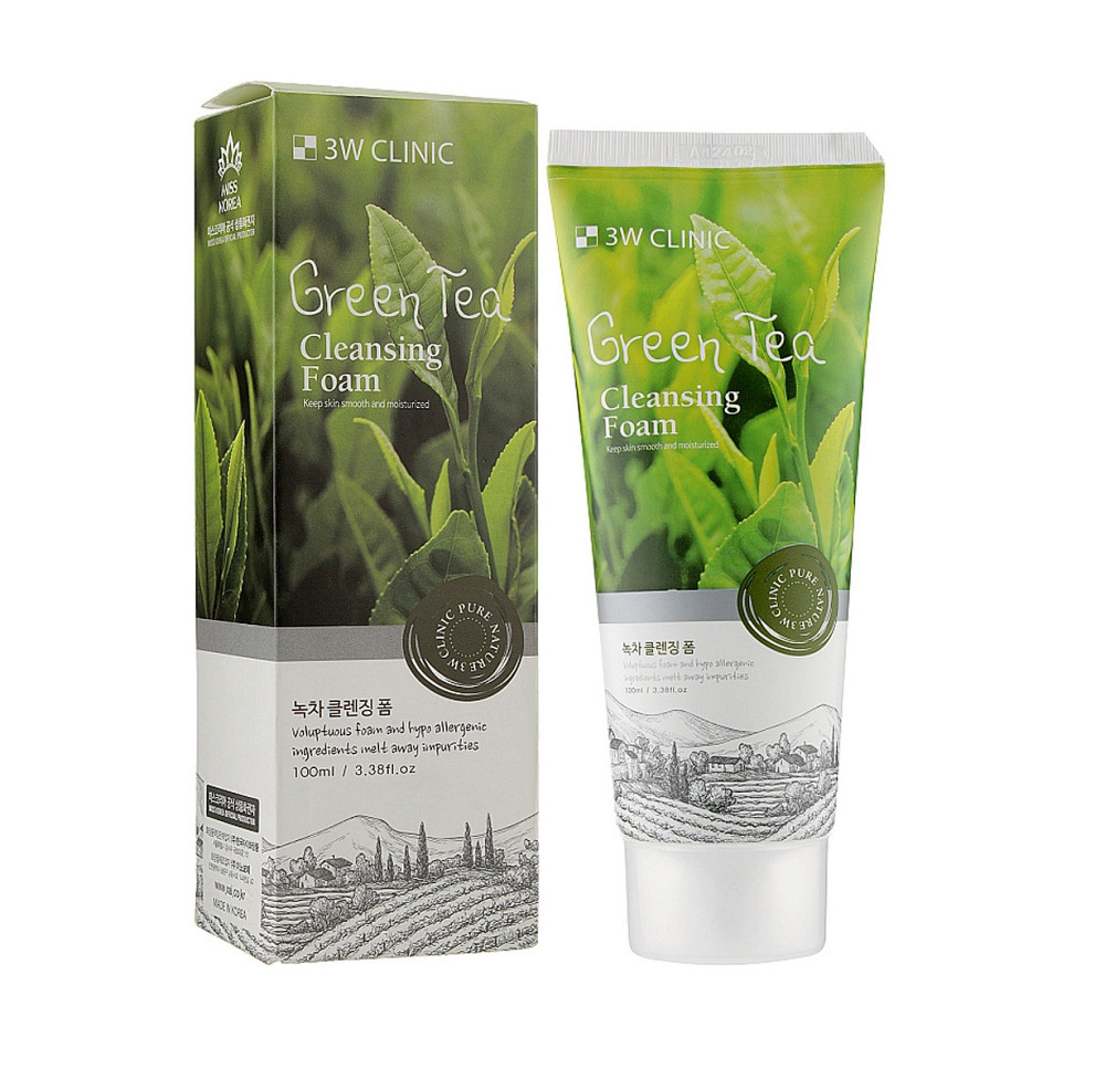 Пінка для вмивання з екстрактом зеленого чаю Green Tea Cleansing Foam 3W Clinic 100 мл Київ - фото 2