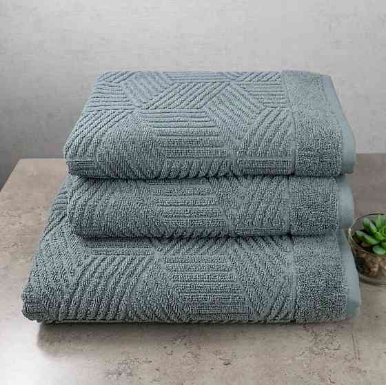Комплект махрових рушників Уельс 3шт GM Textile 50х90см, 50х90см, 70х140см 500г/м2 (Темно-М'ятний) Суми