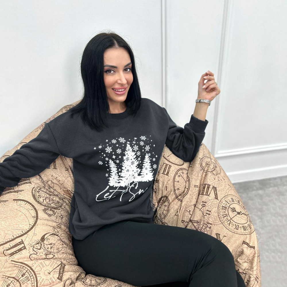 Женский свитшот с зимним принтом 