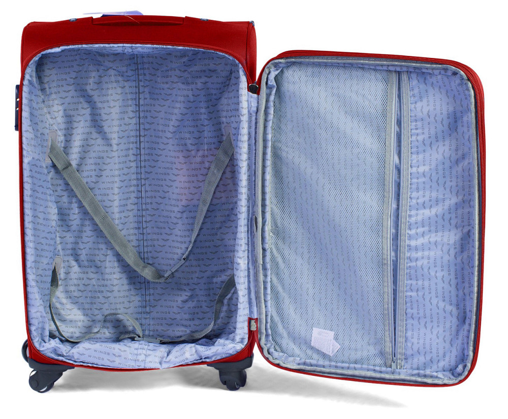 Чемодан тканевый WINGS 1708 средний 66 см красный с улыбкой 4 колеса Киев - изображение 4