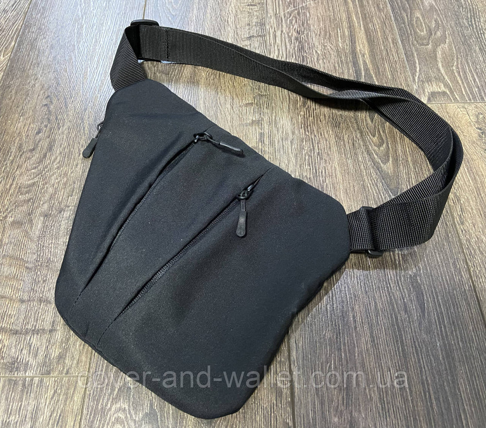 Чоловіча нейлонова сумка слінг через плече чорного кольору Puos Київ - фото 7