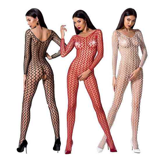 Бодістокінг Passion BS068 black, комбінезон, велика сітка, довгий рукав Sex Aura Київ