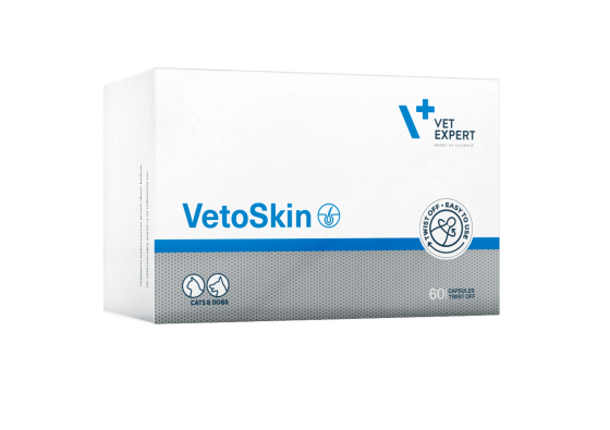 Додатковий корм VetExpert VetoSkin (ВетоСкін) для здоров’я шкіри та шерсті у котів і собак 60 капсул (в блістерах) Вінниця