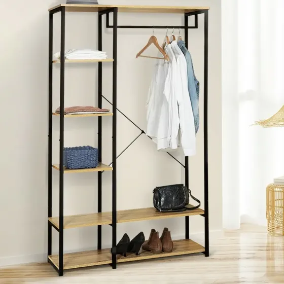 Напольная вешалка-стеллаж для одежды и обуви / Открытый стеллаж с полками 167х40х90см Коломия