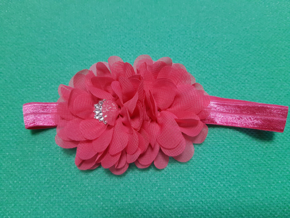 Детская малиновая повязка с цветком - размер универсальный (на резинке), цветок 10см Киев - изображение 1