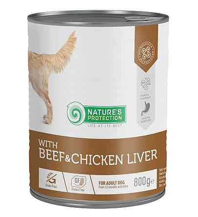 Nature's Protection Adult Beef & Chicken Liver Вологий корм для собак з яловичиною і курячою печінкою, 800 г Киев