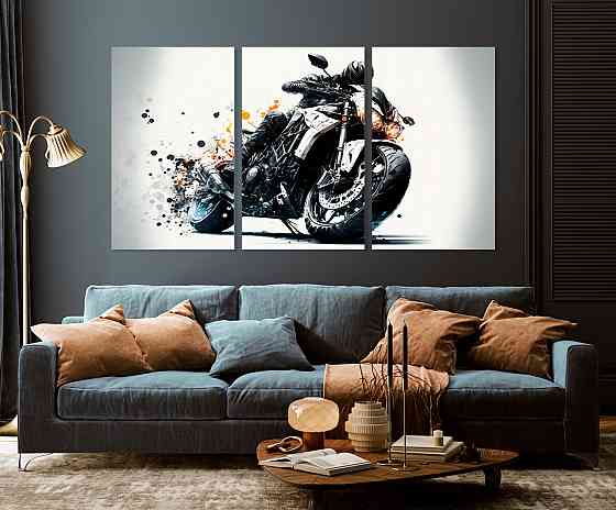 Модульная картина в гостиную / спальню  Мотоцикл      ART-133_3A 100х150 см Киев
