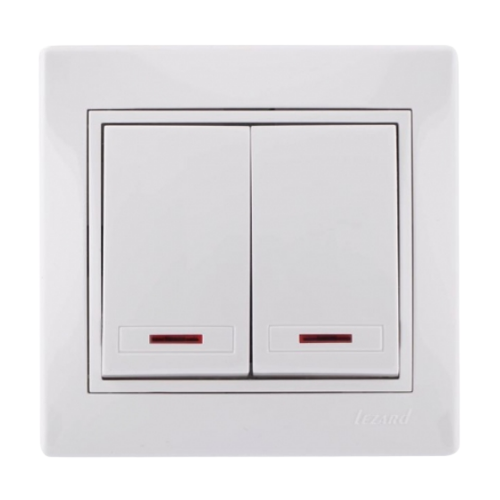 MIRA білий Вимикач внутрішній 2кл з підсвічуванням і білою вставкою Лезард Житомир - изображение 1
