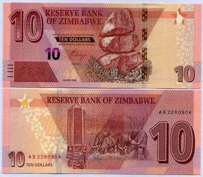 Зимбабве / Zimbabwe 10 Dollars 2020 Pick 103 UNC Полтава - изображение 1