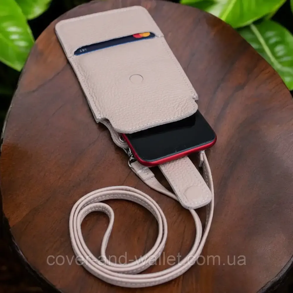 Жіноча міні-сумка для телефону з ремінцем пудрового кольору Grande Pelle 700743 Київ - фото 4