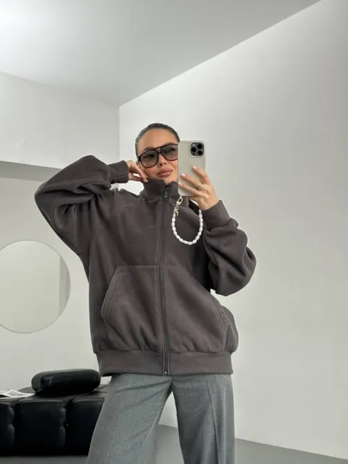 Женская базовая флисовая кофта оверсайз на молнии женская базовая флисовая кофта Харьков - изображение 6