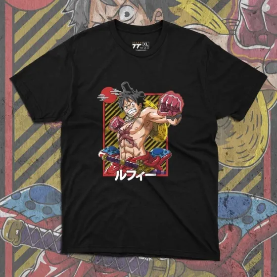 Футболка чоловіча з  принтом Ван Пис Луффі Самурай Розмір 48 Anime0215 Дніпро