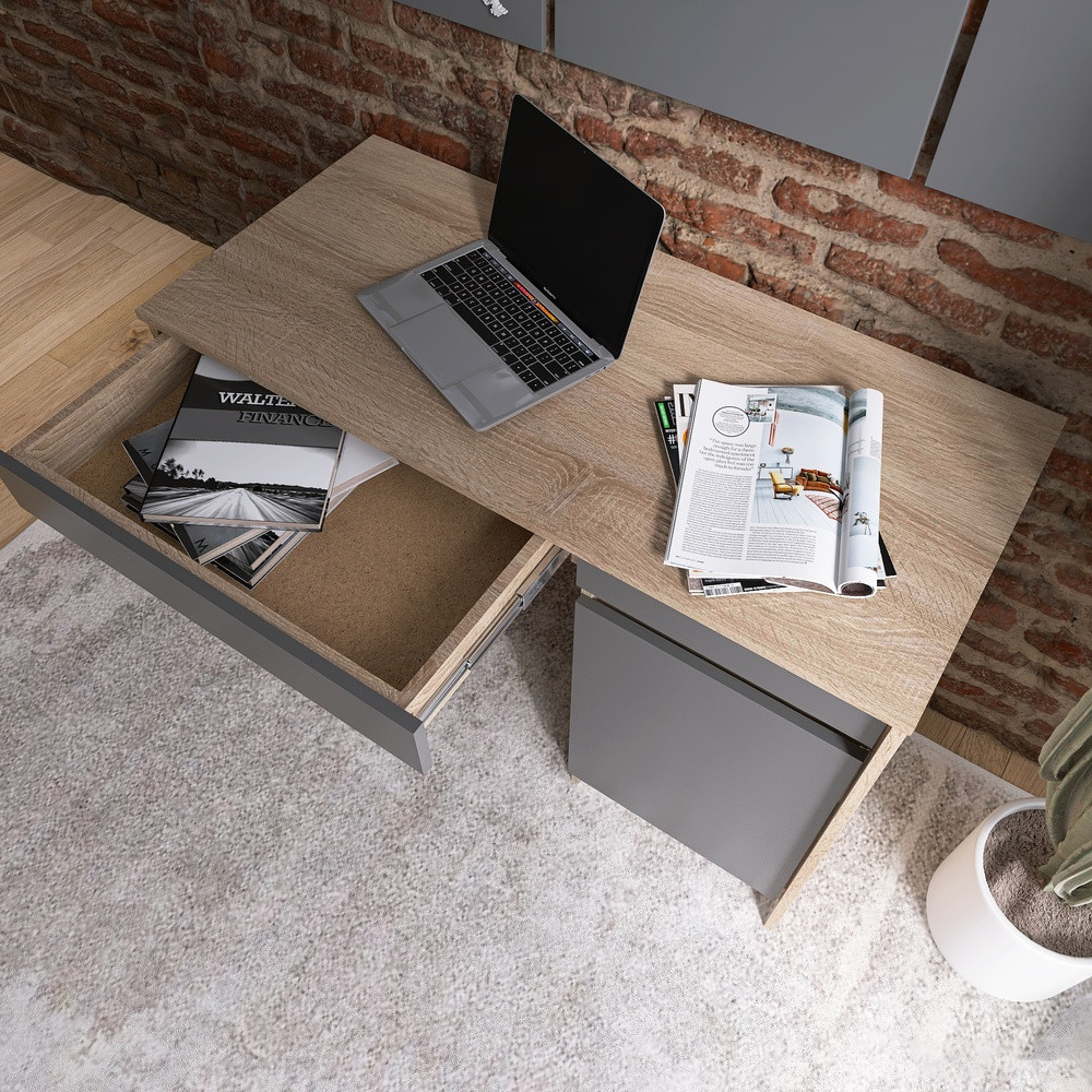 Письменный стол с 2 ящиками и закрытой секцией Эверест Сити-1100 110,1х50,1х76,6 см Дуб cонома/Графит (DTM-071103) Львов - изображение 4