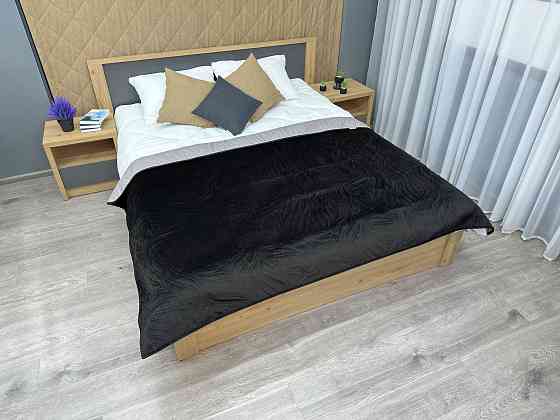 Покрывало стеганое Decorator Велюр листья 150х220 см черный (85-031) Киев